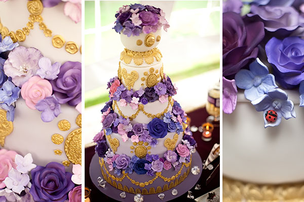 Vintage Plum and Gold Anniversary Cake