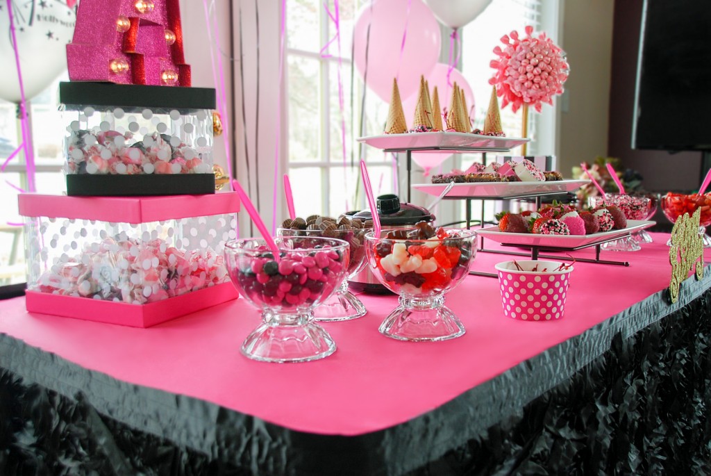 Glam Pink and Black Sundae Bar